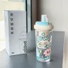 Simple and high-appearance plastic cup, new large-capacity student cup for summer, heat-resistant children's straw water cup Specification image